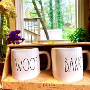 Rae Dunn Bark Woof Mug Set, Tea or Coffee Gift Set,  New IN Box